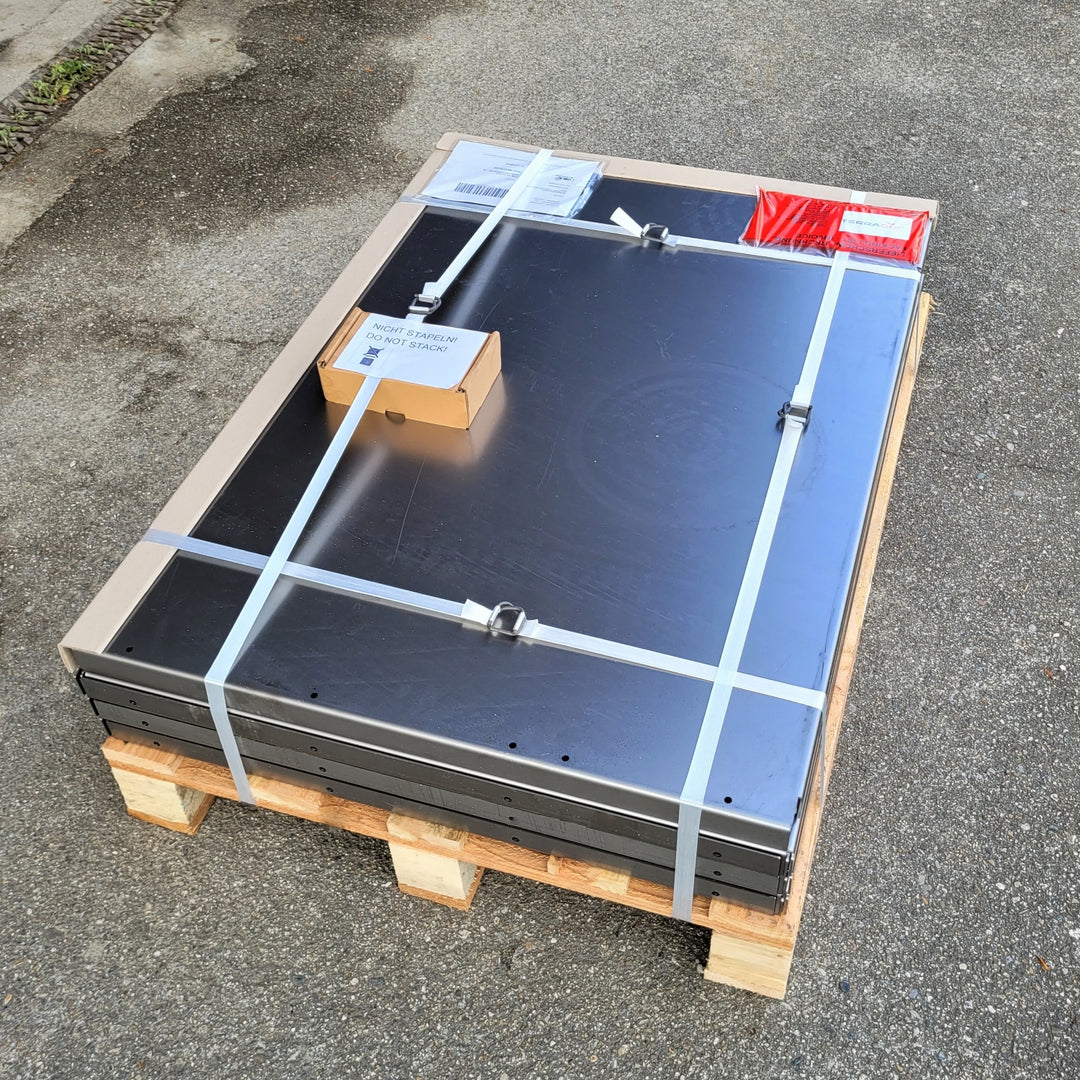 Hochbeet Edelrost TERRADIX verpackt für Speditionsversand zerlegt